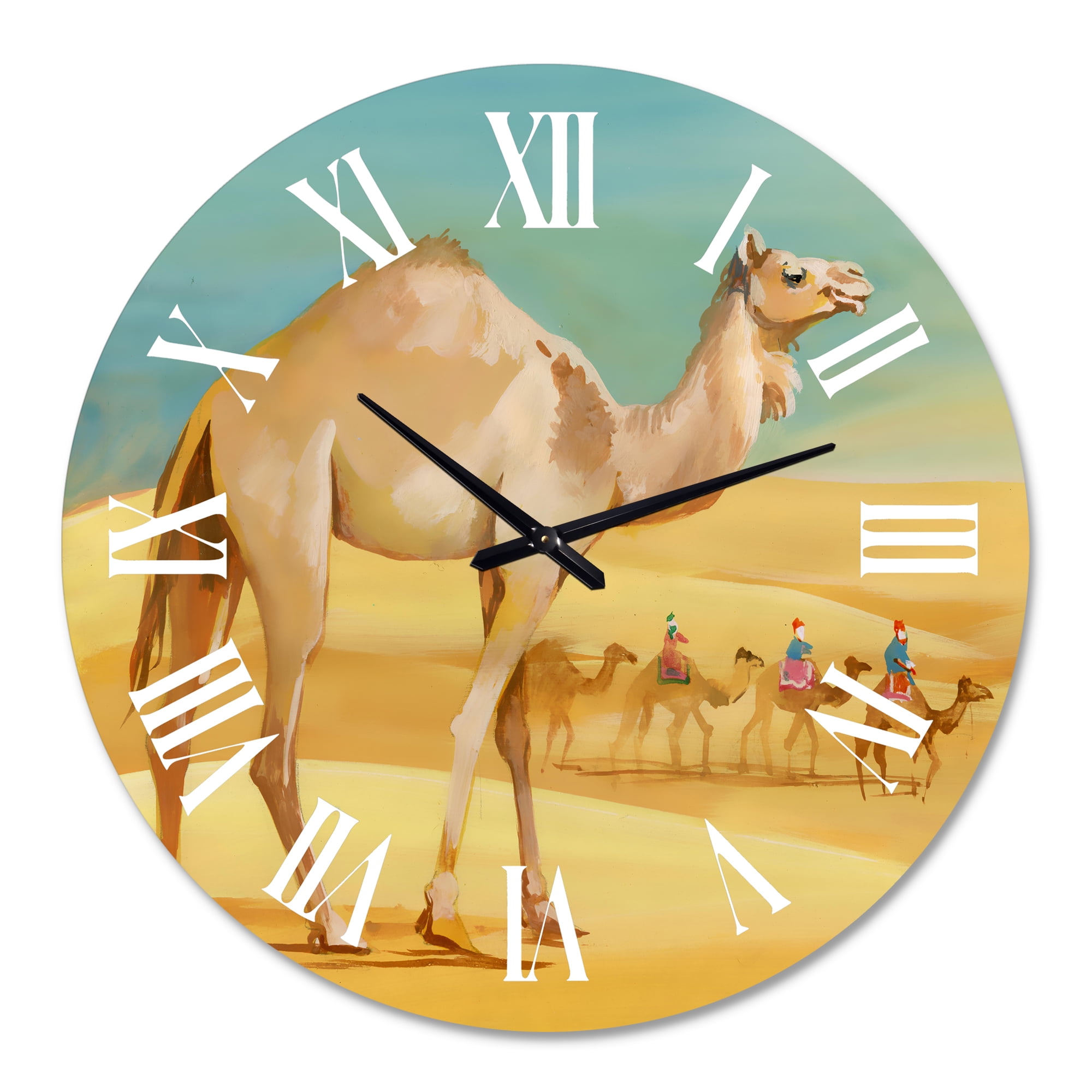 Designart 'Camels In Desert' Farmhouse Wall Clock