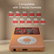 Innioasis Mp3 Player with Bluetooth, 2.4 128GB Portable Mini Digital Music Player with FM Radio Audiobook for Kids (Orange)