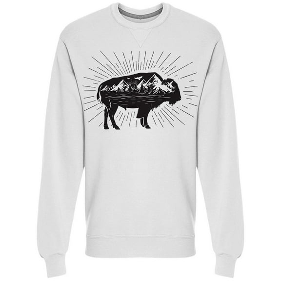 Buffalo Bull Graphic Sweatshirt Men -Image by Shutterstock, Male Large