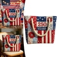 thumbnail image 2 of Floral American Flag Print Quilted Tote 250 Anniversary USA Patchwork 4Th Of July Patriotic Shoulder Bag Daily Handbag, 2 of 7