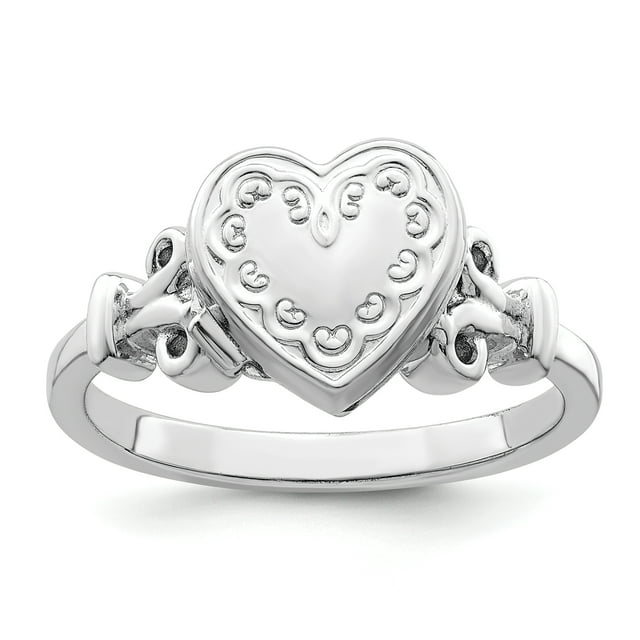 925 Sterling Silver Rhodium-plated 10mm Locket Ring