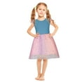 thumbnail image 5 of AherBiu Toddler Girls Clothes Mesh Patchwork Midi Dress Cap Sleeve Glitter Layered Ruffle Flowy Tulle Dresses, 5 of 7