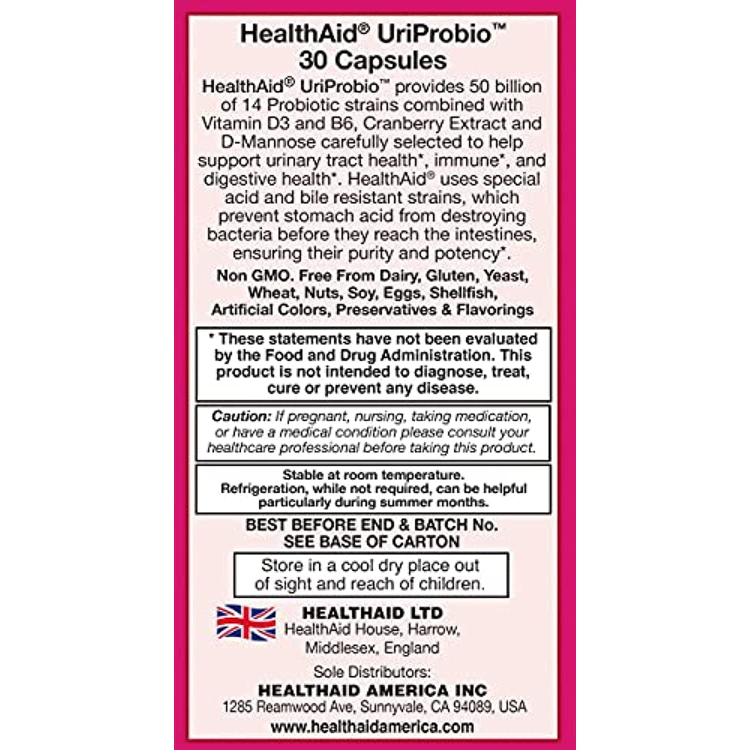 UriProbio, Women's Probiotic Supplement, Supports a Healthy Urinary Tract with Vitamin D3, B6, Cranberry & D-Mannose