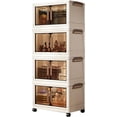 thumbnail image 2 of Stackable Storage Bins with Lids, 4-Tier Collapsible Plastic Storage Cabinet on Wheels, Foldable Closet Organizer for Blankets Bedroom Dorm, 2 of 8