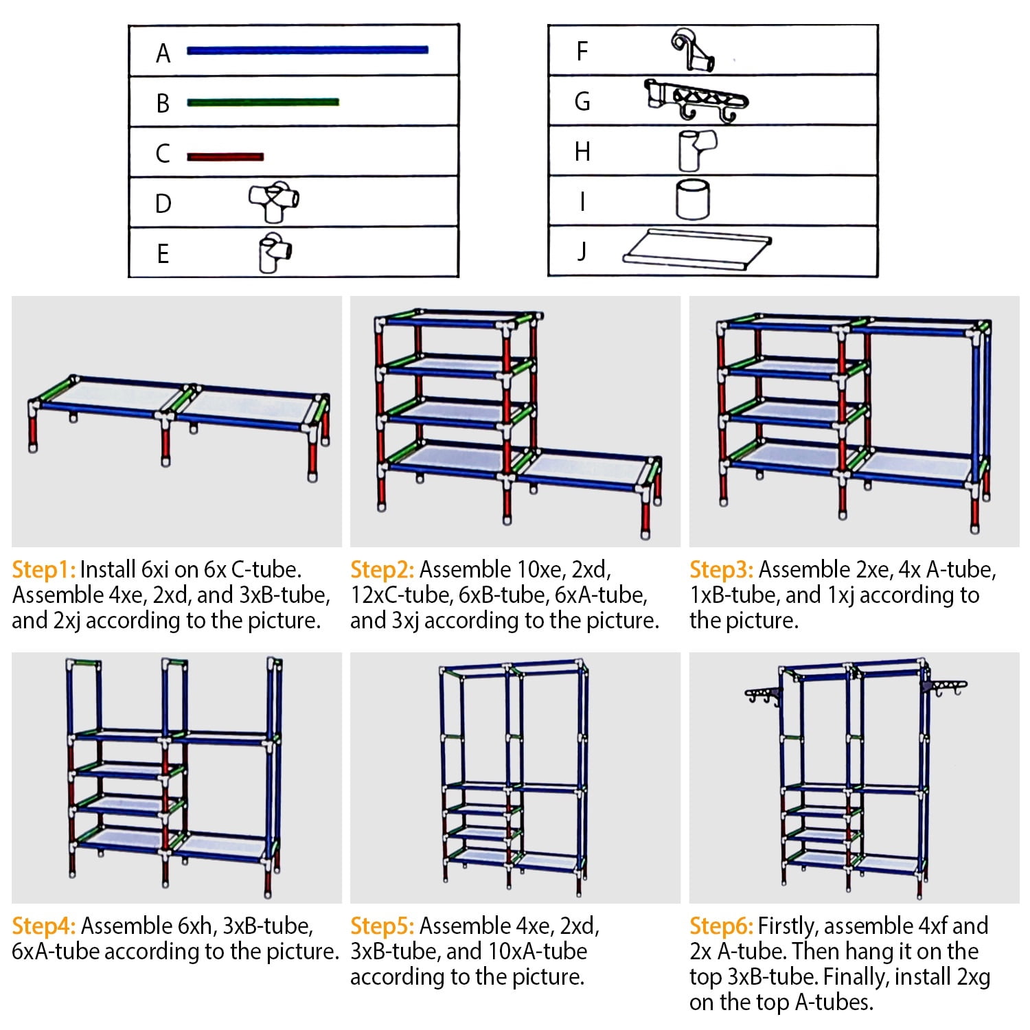 4 Layers of Shelves Closet Organizing Rack,360° Rotatable Hooks - Closet Organizer for Home & Laundry Room​