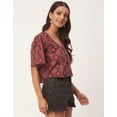 thumbnail image 2 of Moomaya Women's Printed Summer Top, V-Neck Button Down Short Sleeves Cotton Top, 2 of 8