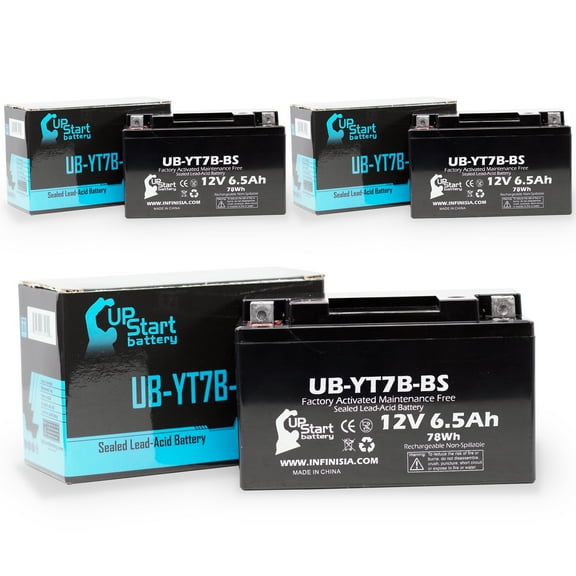 3-Pack UpStart Battery Replacement for 2009 Yamaha YFZ450 450CC Factory Activated, Maintenance Free, ATV Battery - 12V, 6Ah, UB-YT7B-BS