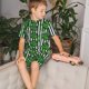 thumbnail image 4 of Fotbe Palm Greenery Pijama Estampada de 2 Piezas para Niños – Ropa de Dormir de Manga Corta Cómoda para Niños y Niñas, Camiseta y Shorts de Algodón-Small, 4 of 6