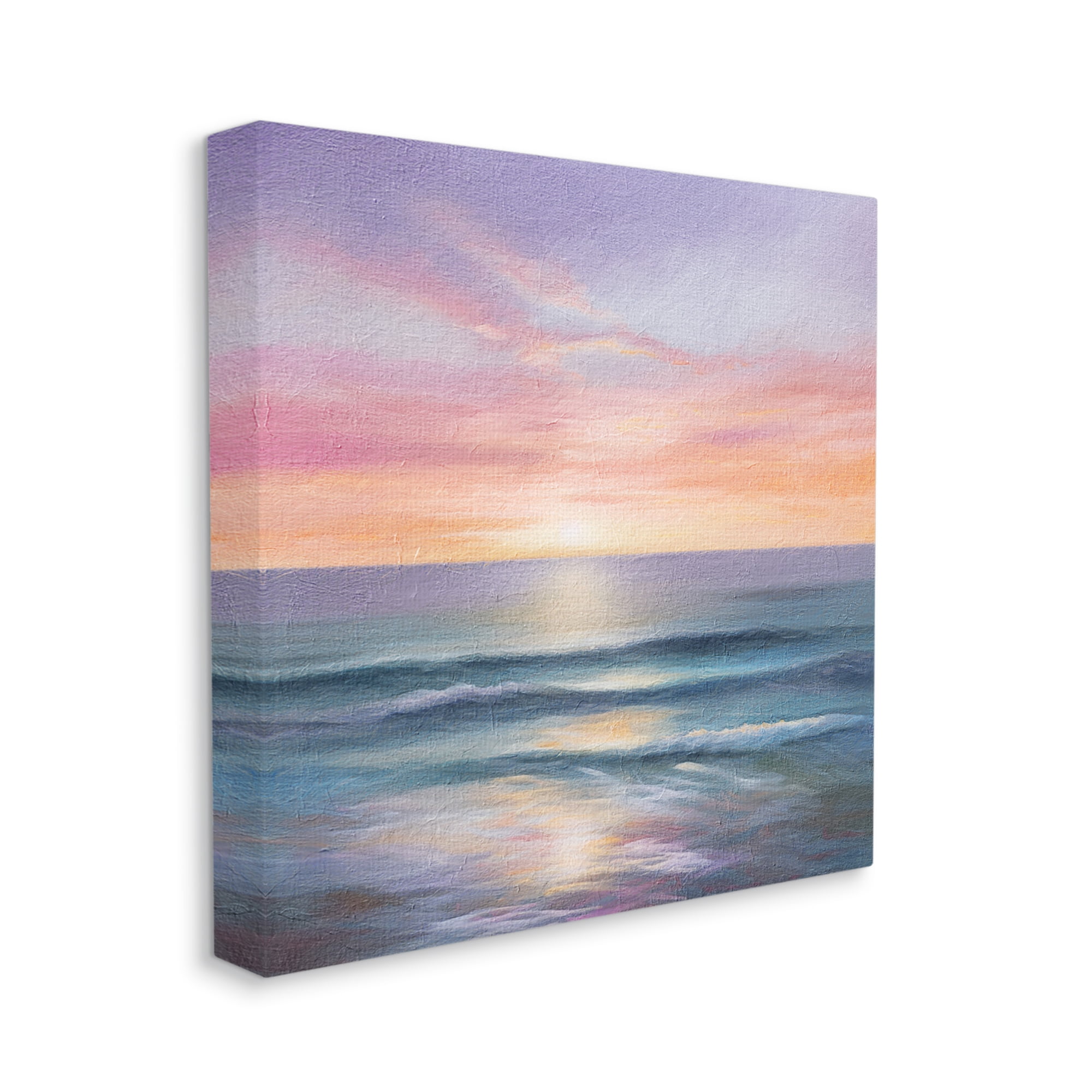 Stupell Industries Ocean Sunrise Painting Nature Painting Gallery Wrapped Canvas Print Wall Art, 17 x 17