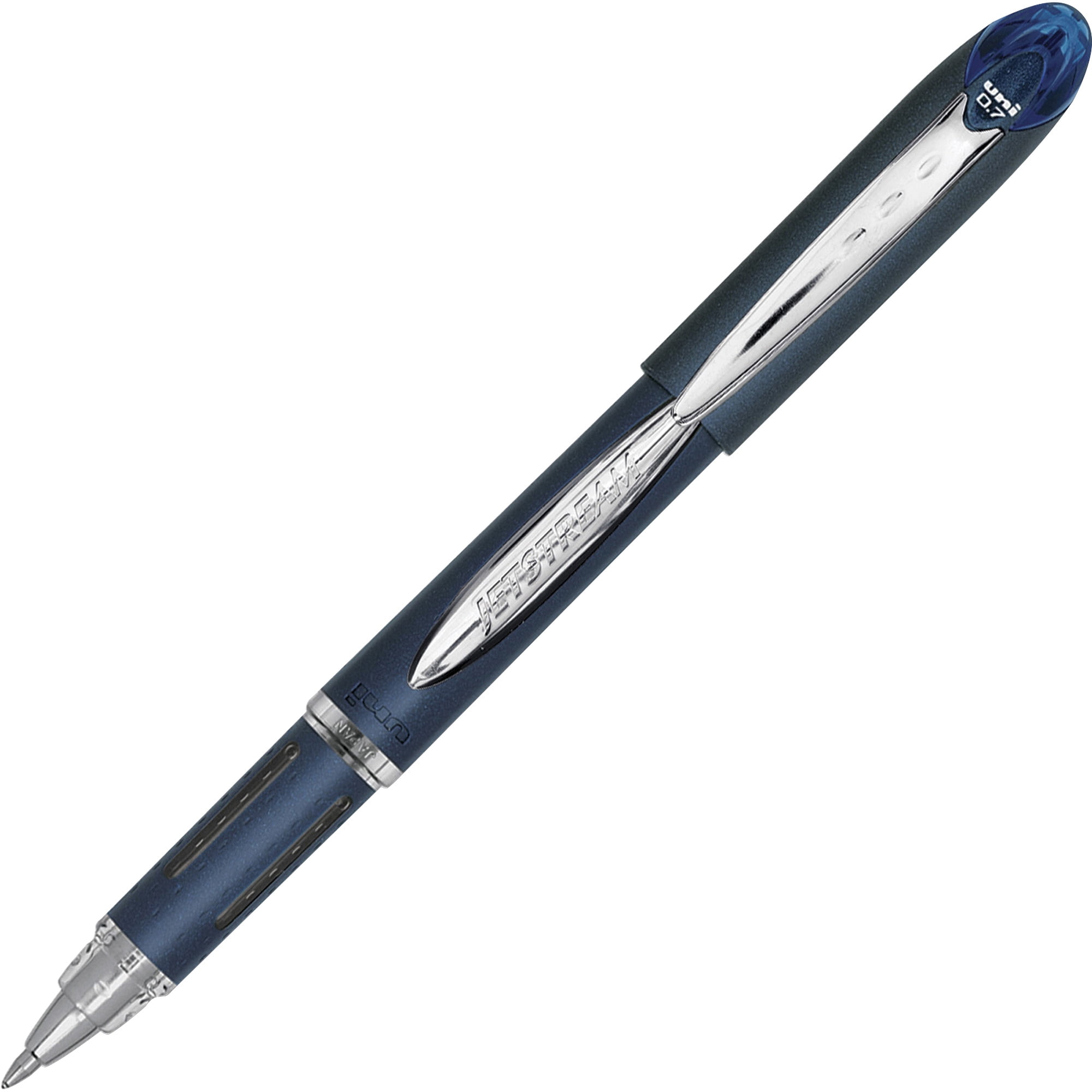 uni-ball® Jetstream™ Ballpoint Pens, Fine Point, 0.7 mm, Blue Barrel, Blue Ink, Pack Of 12