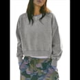 thumbnail image 2 of Sudadera Corta para Mujer, Cuello Redondo, Larga, Talla Grande, Otoño-Invierno 2025, Estilo Jersey Holgado. Gris M, 2 of 10