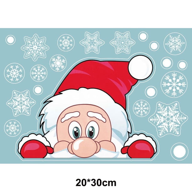 Pegatinas estáticas para ventana con dibujos de Papá Noel, ciervo, alce, copo de nieve, muñeco de nieve, decoración para fiesta navideña