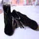 thumbnail image 4 of NECHOLOGY Botas Mujer Adulto Femenino Zapatos Botines para mujer Botas gruesas Heel Frosted Femenino Fashion Solid Color Fringe Tobille Boots High Women's Boots (Black, 9.5-10), 4 of 7