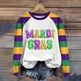 thumbnail image 4 of Mifsaly Sequin Mardi Gras Tops Women Raglan Sleeve Crewneck Sweatshirts Glitter Letter Print Carnival Sweatshirt Funny Holiday Party Pullover XXL, 4 of 4