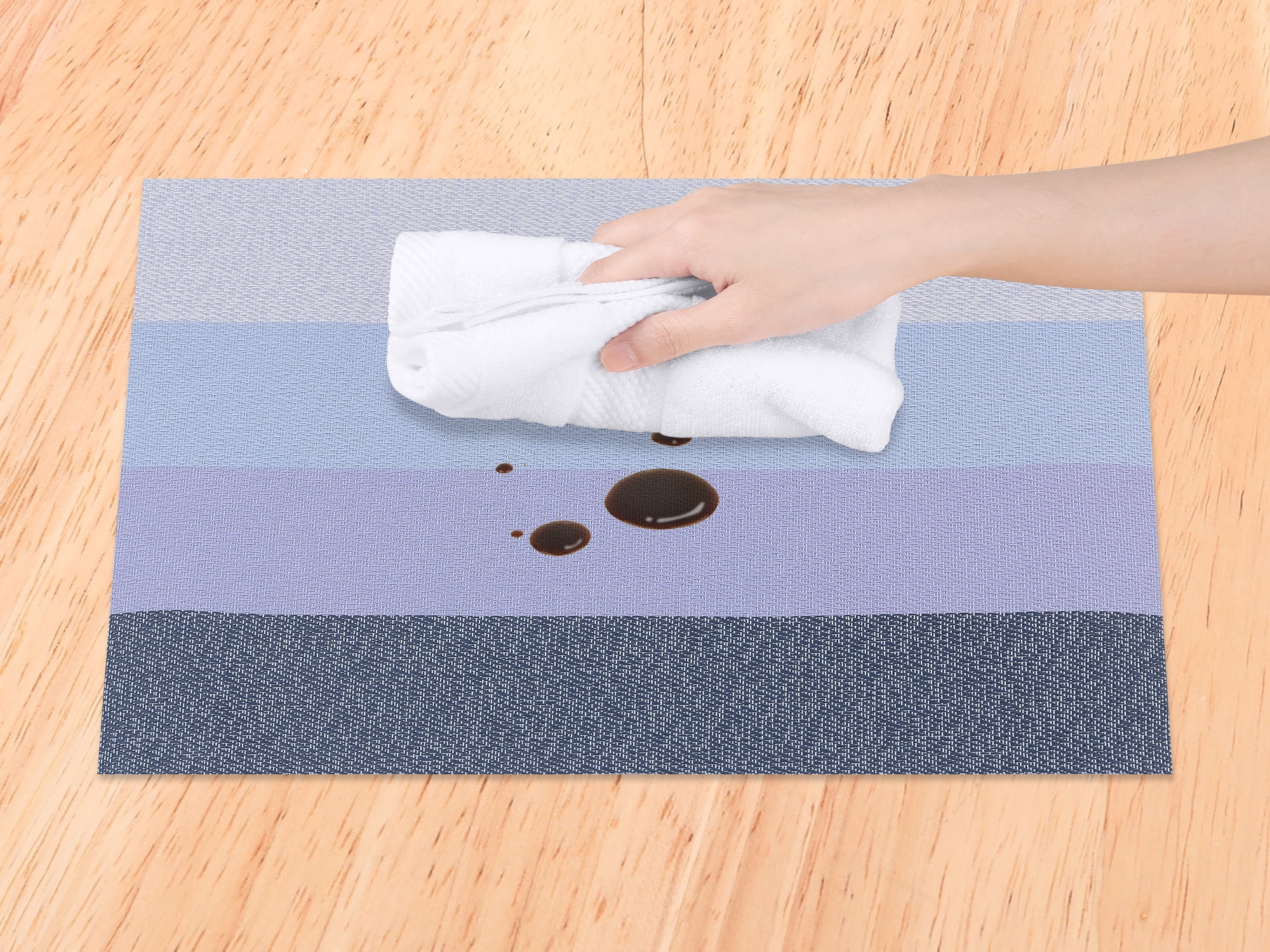 Unique Bargains 6 Pack Rectangle Placemat for Dining Table Decor Wipeable Table Mat Blue