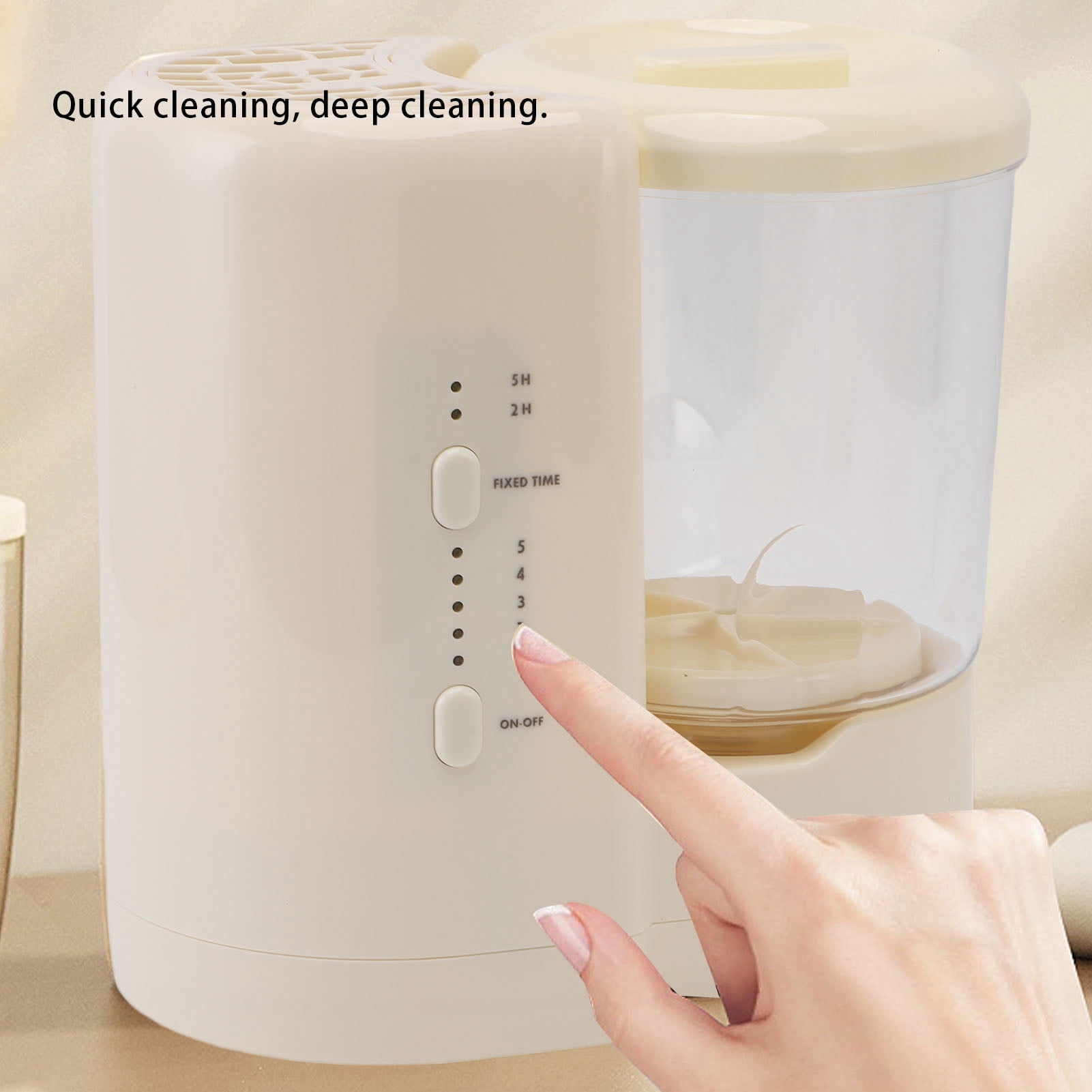 Suodoka 2 in 1 Multifunctional Portable Underwear Washing Machine and Automatic Cosmetic Makeup Brush Cleaner for Home Apartment Dorm Travel, High-Efficiency Compact Washer, Beige (8.7 in / 22 cm)