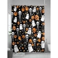 thumbnail image 5 of Cartoon Halloween Shower Curtain, White Ghosts Skull Orange Pumpkin Black Cat Bathroom Decor Curtains Set with Hooks, Waterproof Fabric Home Accessories， Stall 36 X 72 Inch, 5 of 6