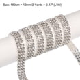 thumbnail image 2 of Uxcell 2 Yard 4mm 3 Rows Crystal Rhinestone Diamond Close Chain Trim Trimming Claw Cup Chain for Sewing,Silver White, 2 of 4