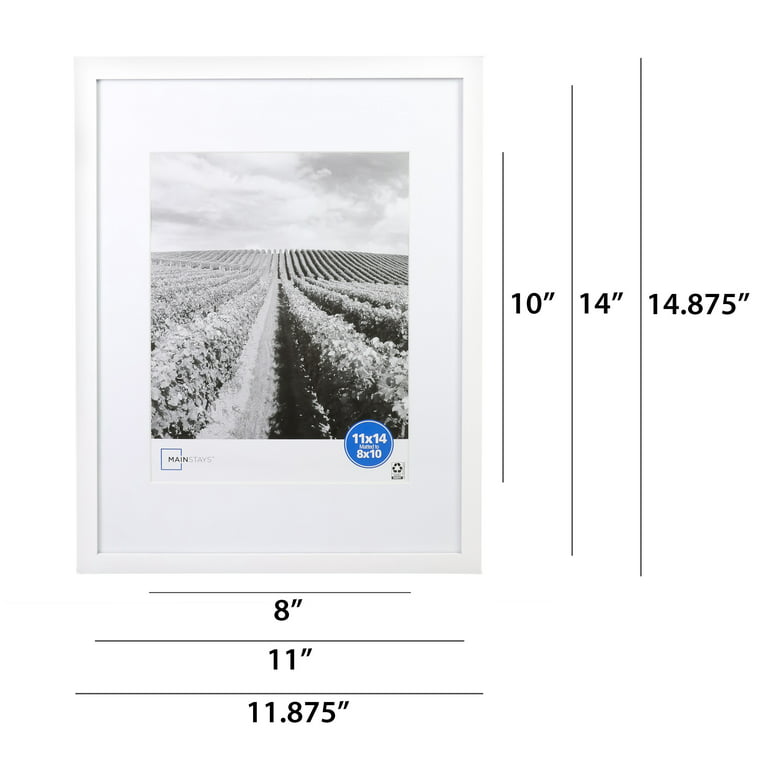 Mainstays 11x14 Matted to 8x10 Linear Gallery Wall Picture Frame, Set of 4, White