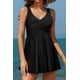 thumbnail image 2 of Women's V Neck One Piece Swimdress Control Tummy Twist Falda Trajes de baño Negro G Negro G Xishao ropa, 2 of 2