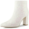 thumbnail image 1 of Unique Bargains Women's Glitter Pointed Toe Block Heeled Ankle Chelsea Boots, 1 of 6