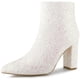 thumbnail image 1 of Botines de Tobillo Tacón grueso con Punta Puntiaguda Allegra K brillante blanco 40, 1 of 7