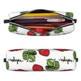 thumbnail image 2 of Pofeuu Hand Drawn Strawberry Print Leather Pencil Case, Leather Pencil Pouch Large Capacity, Big Pencil Pouch with Zipper Vintage Pen Bag Fountain Pen Holder, 2 of 7