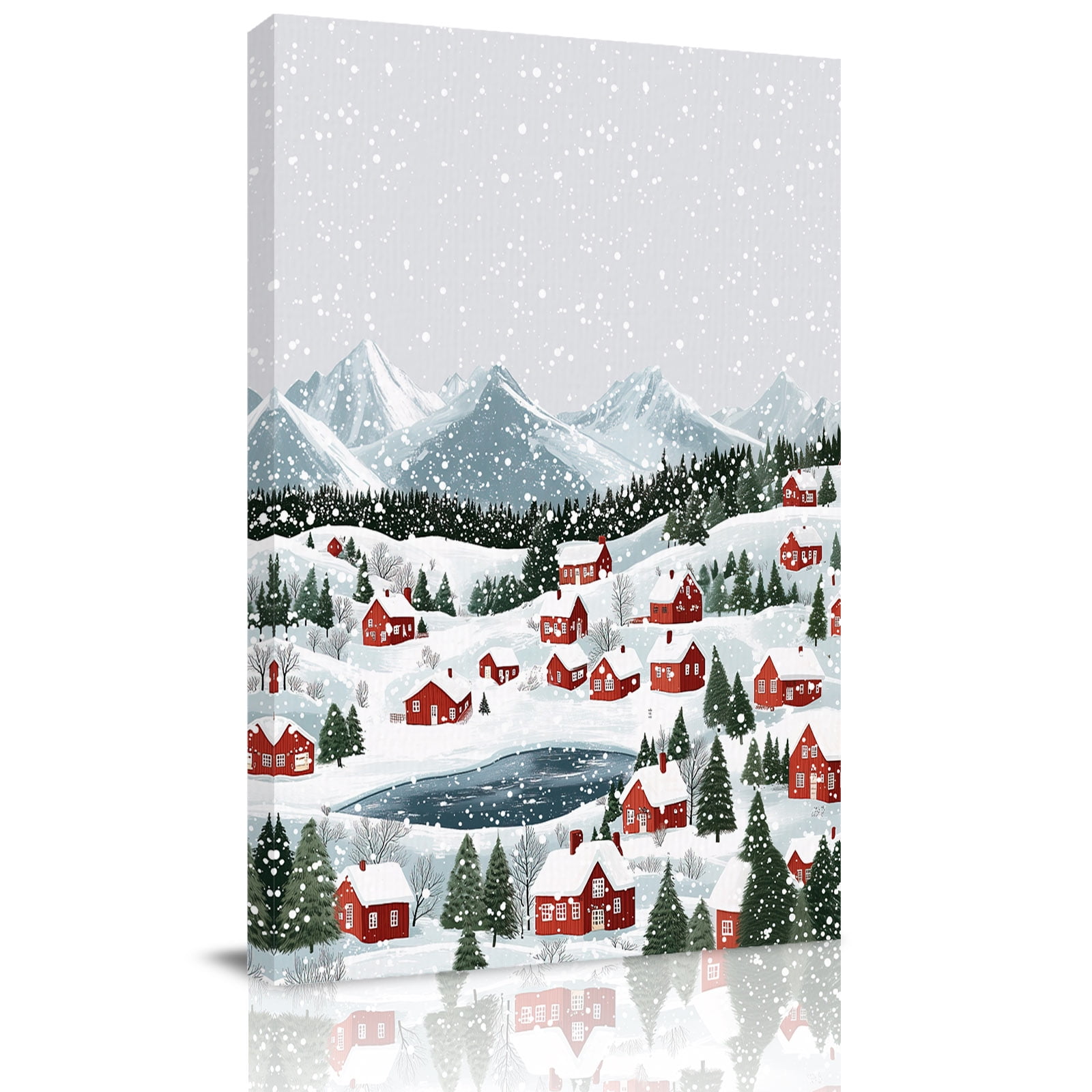 Canvas Wall Art Christmas Framed Canvas Prints for Bathroom Hallway Farmhouse Snowflake Xmas Tree Small Gallery Wrapped Wall Decor for Home Office Gifts 8 x10 Ship Next Day