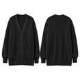 thumbnail image 3 of QUALFORT Cardigan Sweaters for Women, 100% Cotton V Neck Cardigan, Button Front Knit Sweater with Pockets, Long Sleeve Relaxed Fit, Black L, 3 of 8