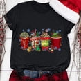 thumbnail image 2 of Gibobby Tops navideños para mujer Navidad Casual Navidad Muñeco de nieve Impresión Cuello redondo Manga corta Camiseta suelta Blusa Tops(Negro,CH), 2 of 5