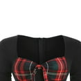 thumbnail image 3 of PENGXIANG Women‘s Spring Autumn Patchwork Dress Long Sleeve Square Neck Plaid Zipper A-Line Dress, 3 of 5