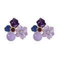 thumbnail image 2 of Eosunjian 1 Pair Exquisite Charming Women Earrings Gift Rhinestone Purple Flower Stud Earrings Jewelry Accessory Purple, 2 of 13