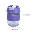 thumbnail image 3 of Glass Coffee Mug with Lid Lock, Mini 400ml Reusable Coffee Cup, Microwave and Dishwasher Safe, Portable Cup for Office School Gym (Purple), 3 of 6