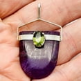 thumbnail image 2 of Sugilite Peridot Sterling Silver Oval Pendant | 1 1/2" Long | Purple Green | 1 |, 2 of 9