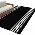 thumbnail image 2 of 2.7x5 Area Rugs, Black Striped Non-Skid Rubber Backing Large Rectangle Rugs - Living Room Bedroom Home Office, Farmhouse Black White Stripes Indoor Floor Mat Carpets Washable Rug, 2 of 9
