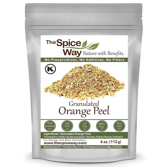The Spice Way Orange Peel Granules - European, Middle Eastern, Asian, and American cuisine Spice Blend – All Natural - Resealable Pouch – 4 Oz.