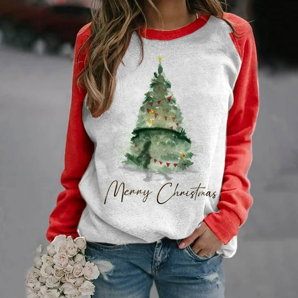 Ichuanyi Liquidación navideña Mujeres Fashion Investment Redonde Redondeo Reduce Tops de manga larga Tops Swoussing sin sudadera sin capucha ICHUANYI WER202308213550