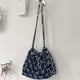 thumbnail image 4 of Bolso Bandolera Tipo Cubo Mujer Denim Plisado Bowknot Con Cadena para Viajes, 4 of 9
