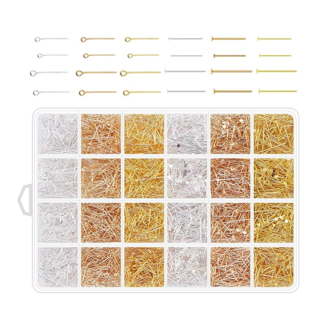2400 Uds. Alfileres multicolores con cabeza de ojo para pendientes, joyería, tobillera, fabricación de s, suministros, accesorios para pendient Color claro Macarena Alfileres de cabeza para pendiente