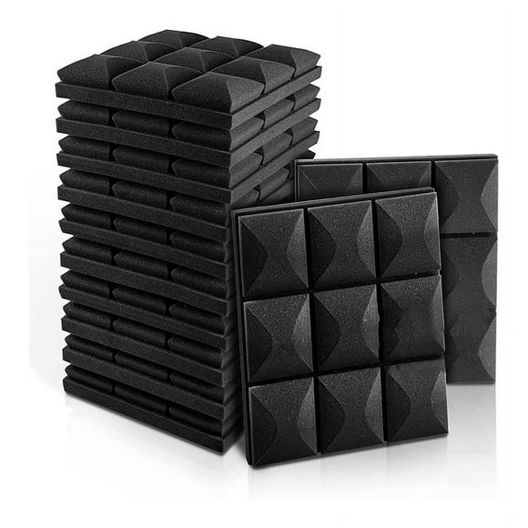 12PCS Acoustic Foam Panels Soundproof Foam Wall Panels Studio Sound Proof Foam Soundproofing Wall KTV Room-Black