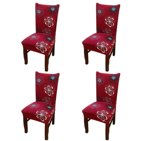 Chair Protector Cover Slipcover Pack of 4, Eleoption Stretch Removable Washable Spandex Chair Cover for Dining Room Wedding Banquet