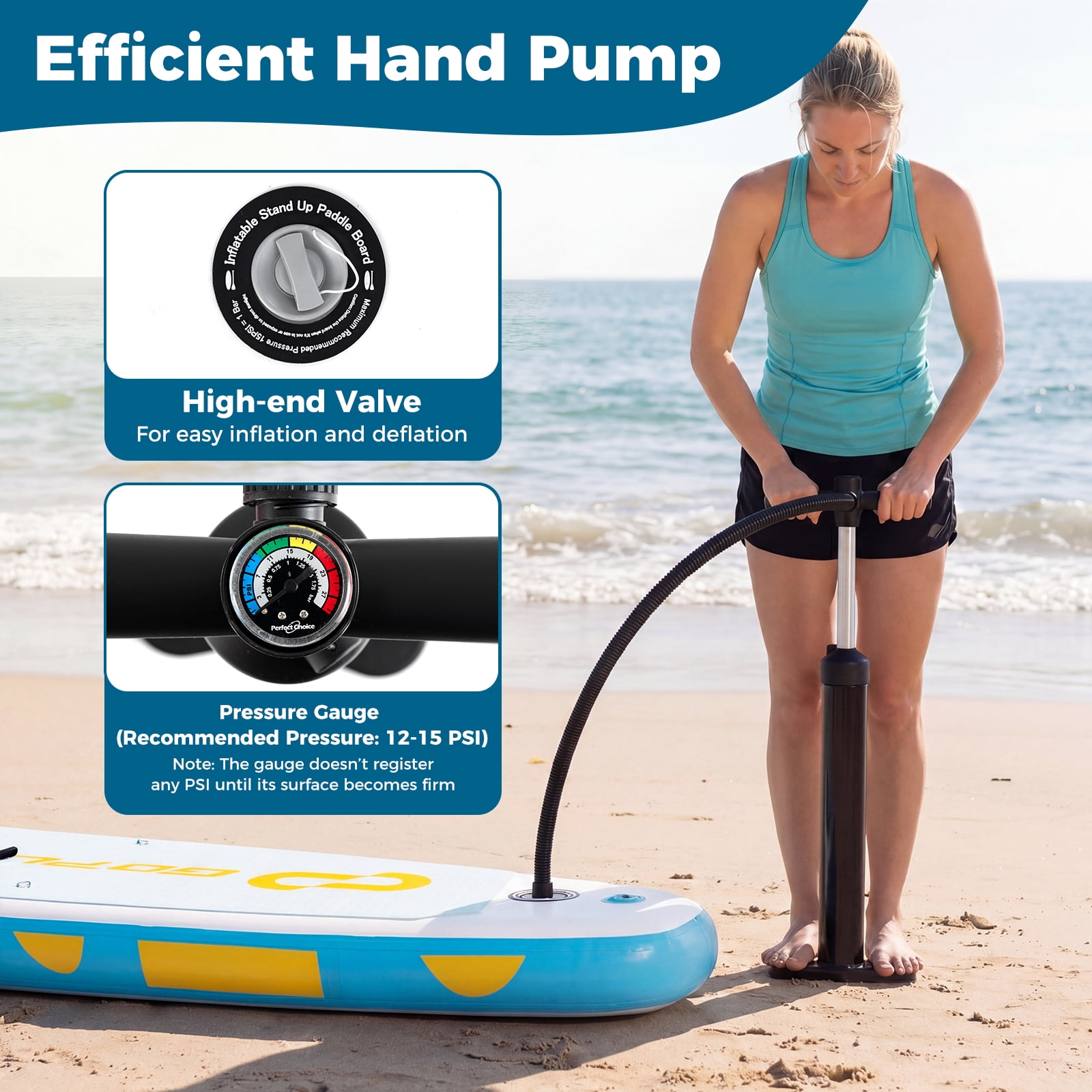 Costway 11’ Wide Inflatable Stand Up Paddle Board , Stable SUP for Adults and Youth Blue+White