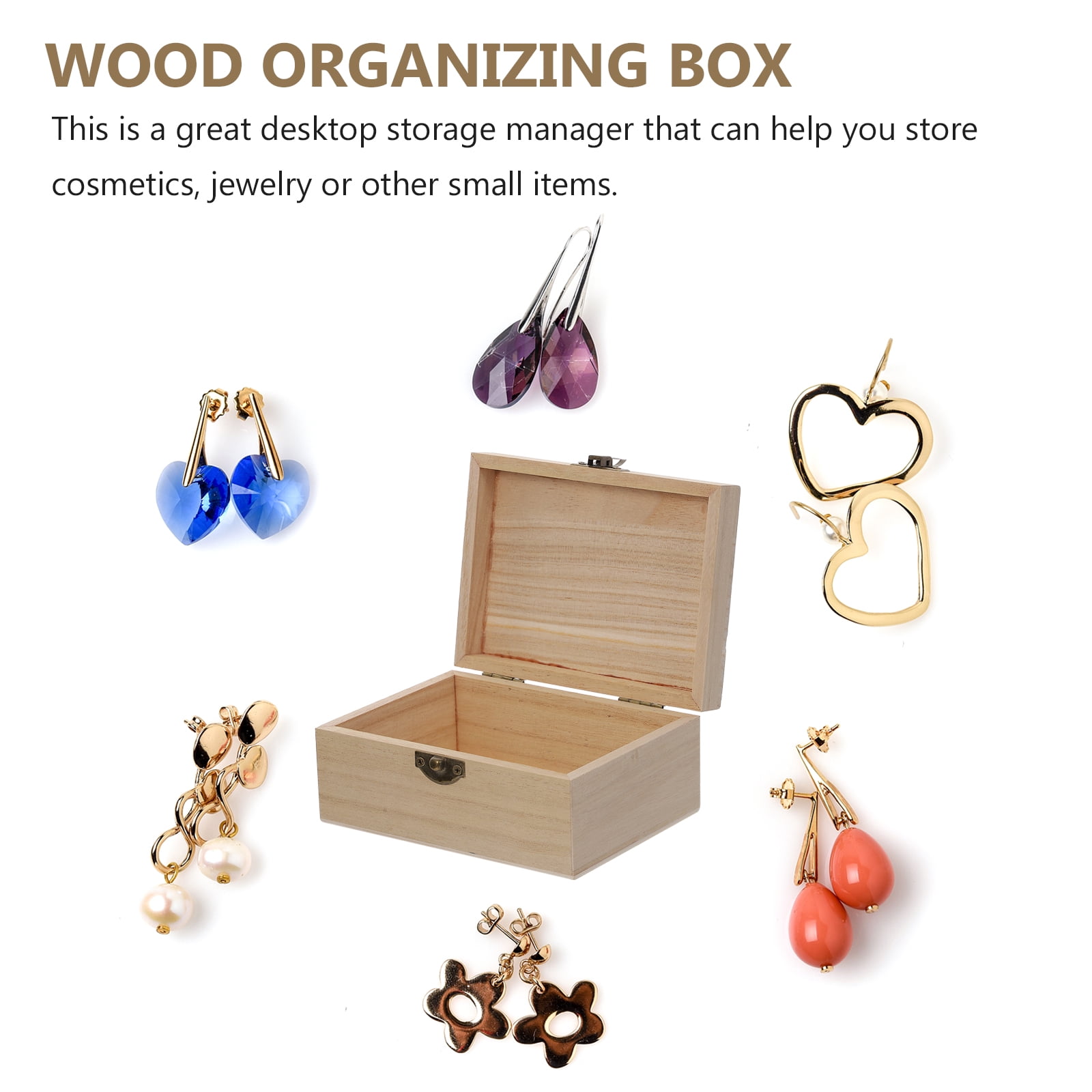 6pcs Unfinished Wood Boxes Wooden Storage Box Wood Craft Box with
