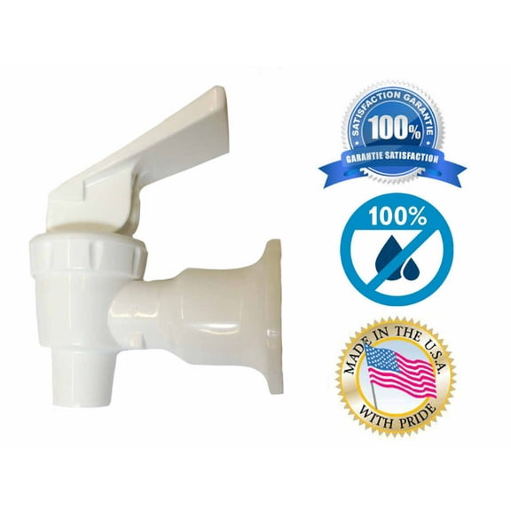 AquaNation BPA Free Sunbeam Dispenser Replacement Cooler Faucet Water Bottle Jug Reusable Spigot Spout Leak Proof Water Beverage Lever Pour Valve Water Crock Water Tap (White)