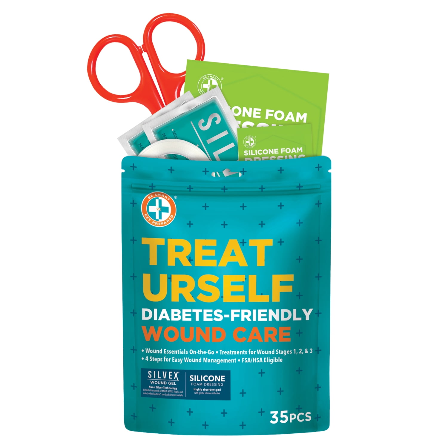 (2 pack) Be Smart Get Prepared, Treat Urself, Diabetes-Friendly Wound Care Kit, 35 Pieces