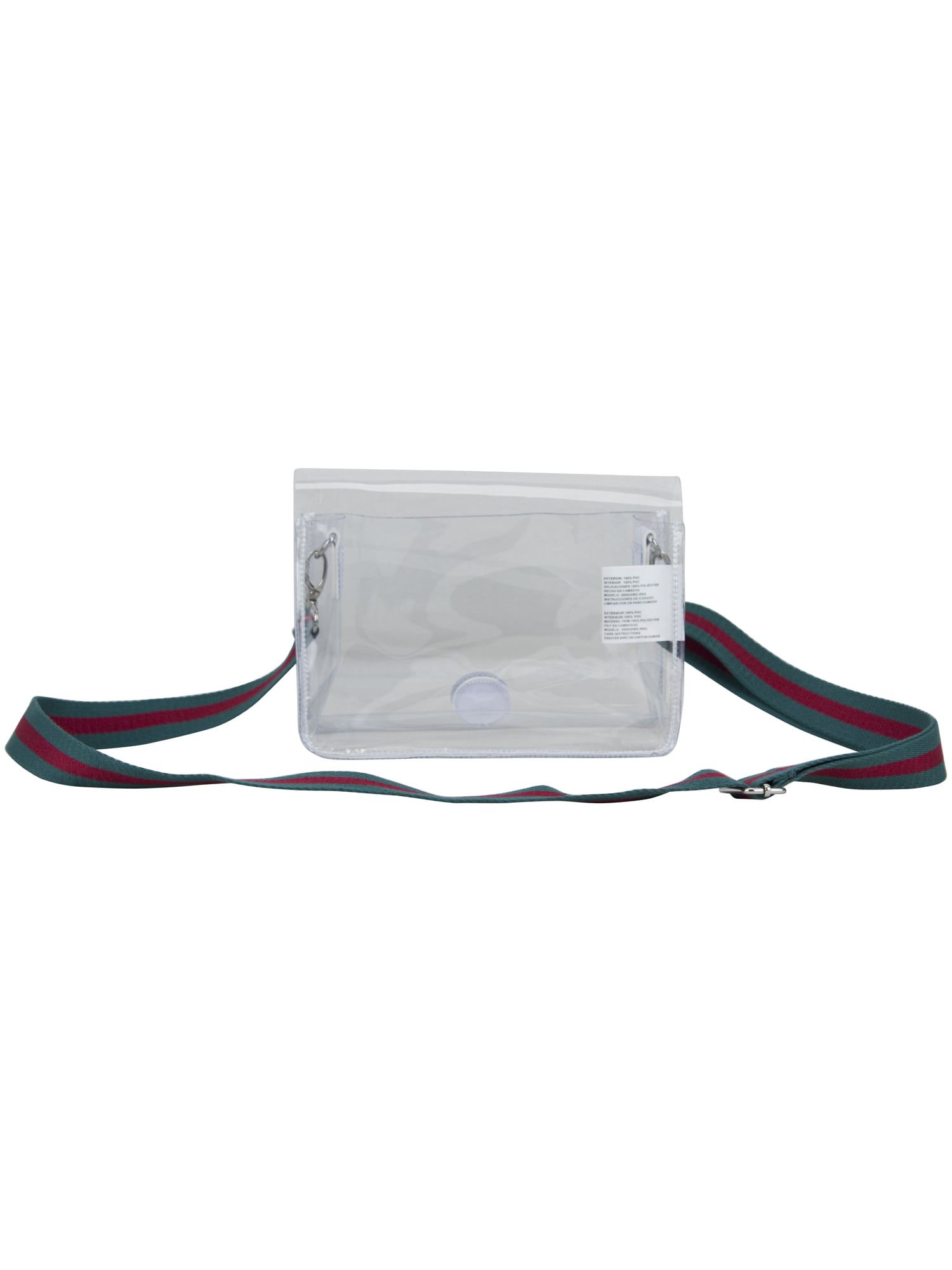 Eastsport Limited Micah Clear Crossbody with Webbing Strap, Red Green Stripe
