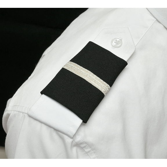 Pilot Flight Student One Bar Pilot Epaulets Silver Nylon on Navy