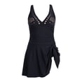 thumbnail image 7 of FEN AI Tummy Control One Piece Swimdress Women V Neck Skirted Swimsuit Modest Bathing Suit Black S, 7 of 7