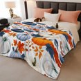 thumbnail image 3 of Thanksgiving Fleece Throw Blanket for Couch, Fall Orange Blue Pumpkin Maple Leaves Microfiber Flannel Blanket for All Season, Lightweight Soft Throw Blankets for Gifts, Home Decor, 32"x47", 3 of 9