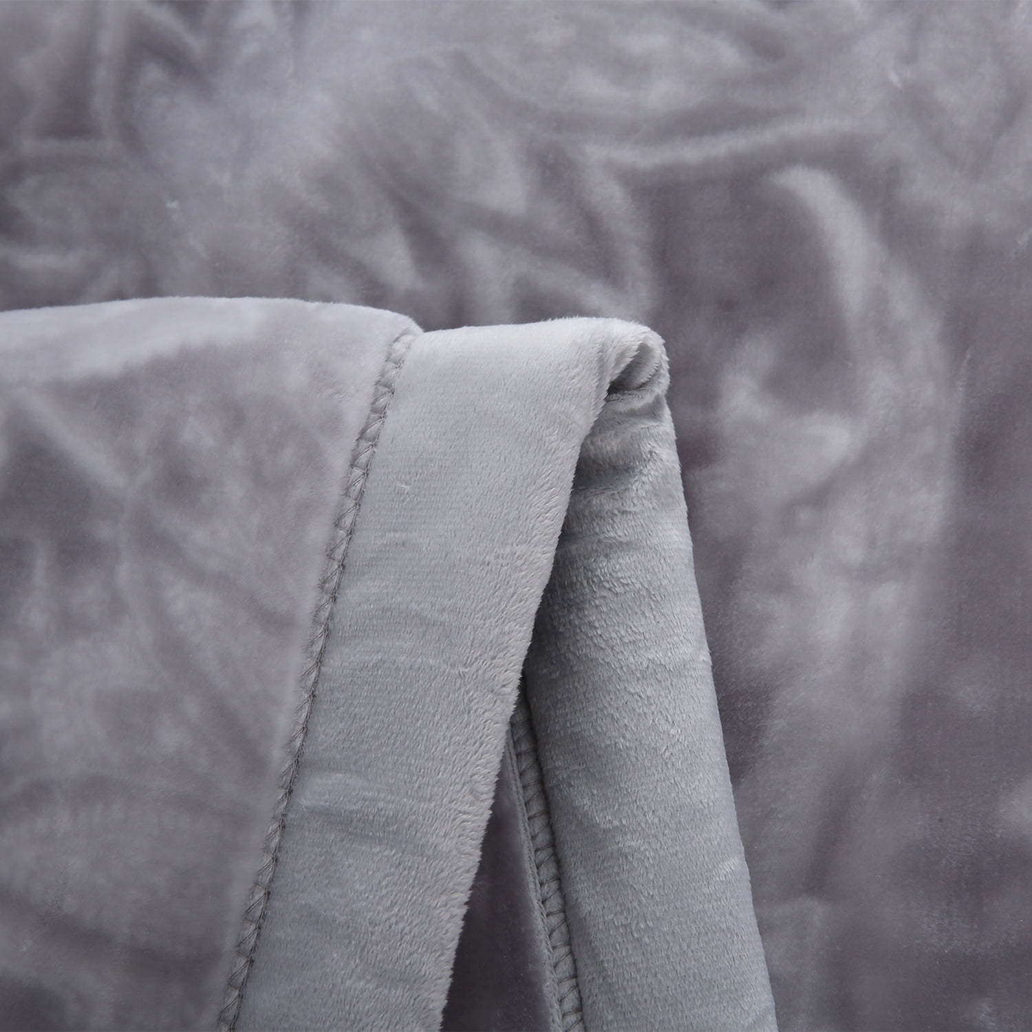 Heavy Thick Fleece Blanket King Size, 10.5lbs,2 Ply A & B Pattern Silky Soft Warm Reversible Raschel Winter Blanket, Minky Soft Plush Blanket for Sofa Bed, 87"x94", Gray